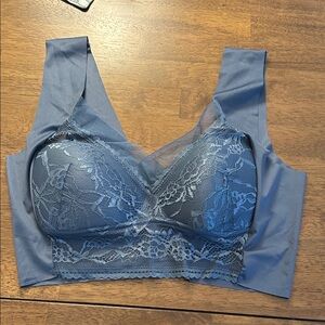 Lace Trimmed Bralette in Slate Blue